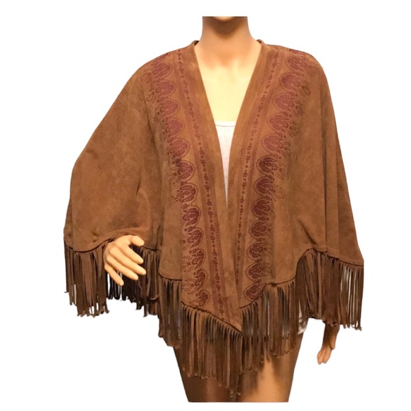 Hollister, suede tasseled cape/kimono, M/L - Picture 4 of 8